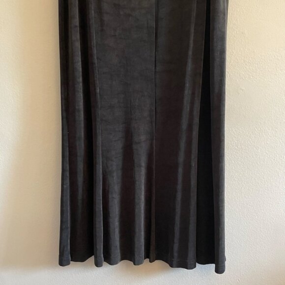 Vintage 90s Picadilly Fashion Slinky Black Trumpet Flared Maxi Skirt - Picture 9 of 11